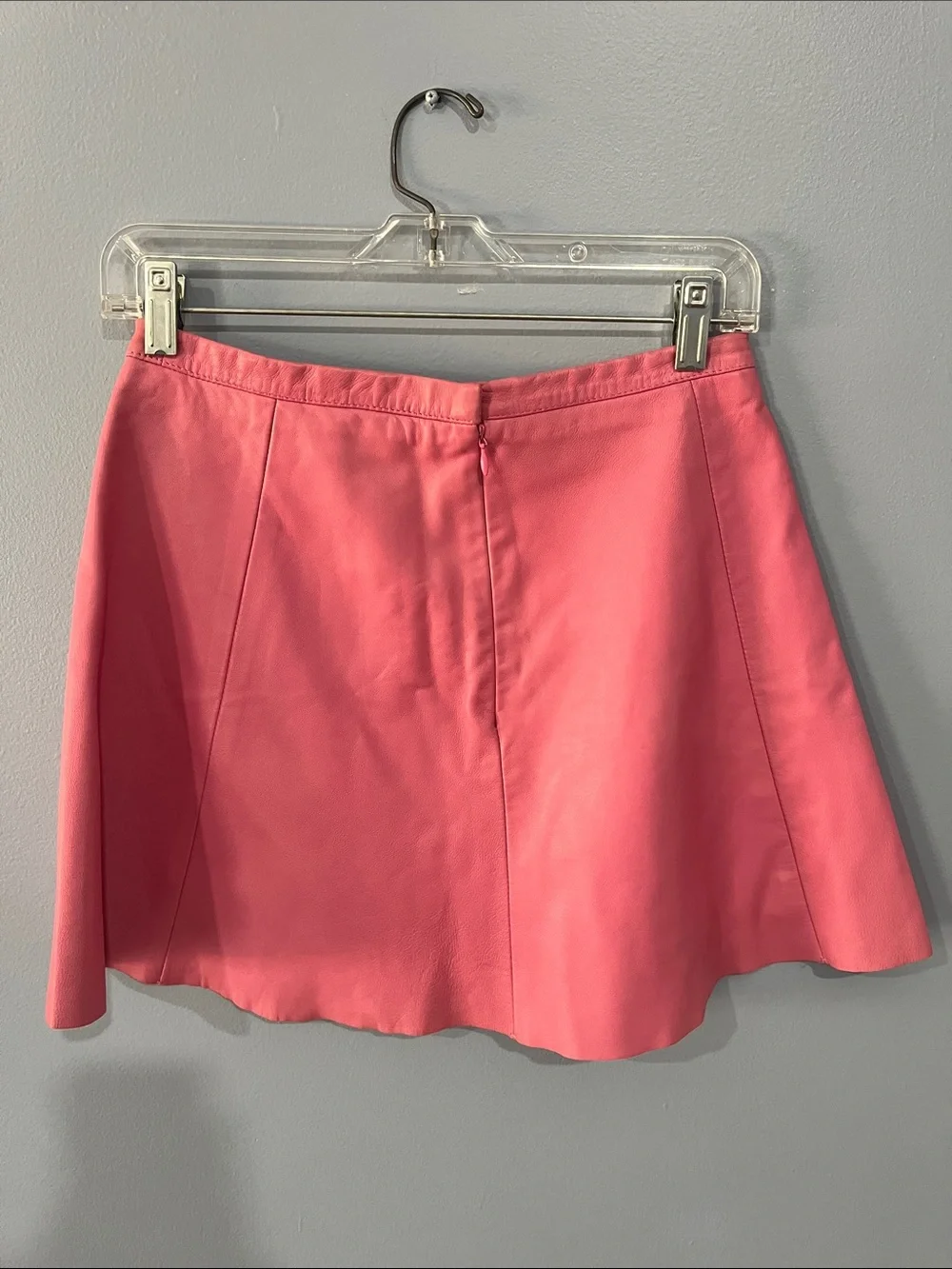 Aqua Bright Pink Mini Skirt — A-Line Lamb Leather